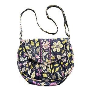 VINTAGE VERA BRADLEY women's navy/purple floral medium crossbody.
